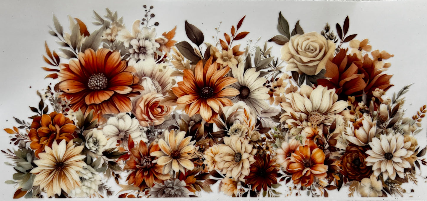 Coral, orange and beige floral