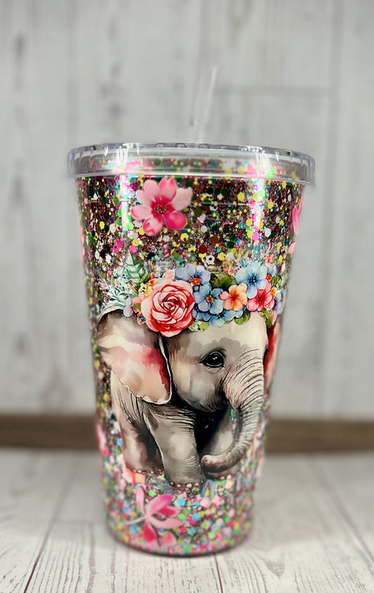Floral Elephant - 16oz Acrylic
