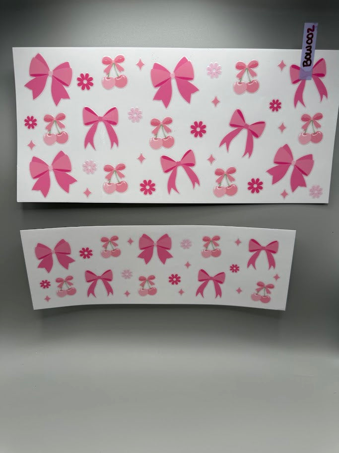 BOW002 PINK BOWS, FLOWERS AND CHERRIES