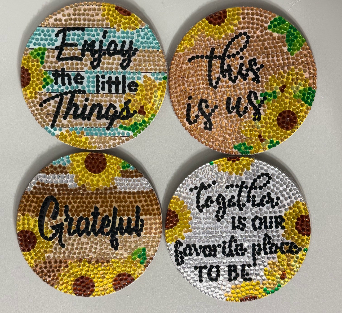 Sunflower Inspiration Diamond Coasters (set of 4)