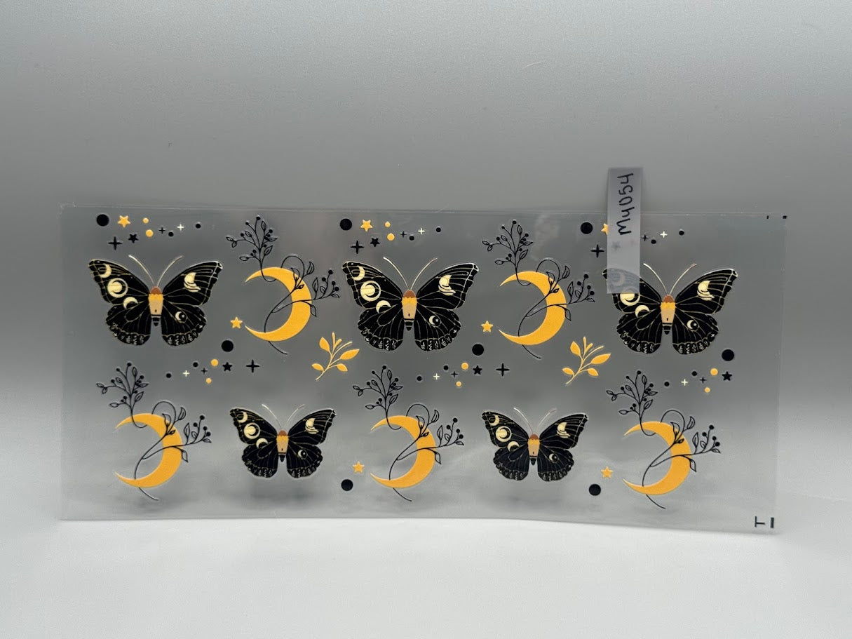 MY054 black & gold butterflies and moon