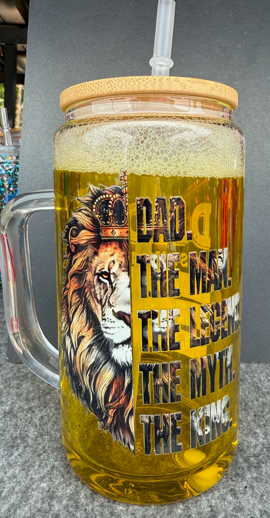 16oz Glass - Dad w/ lion (beer cup)