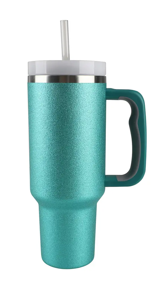 Teal Glitter 40oz Stainless Steel Tumbler
