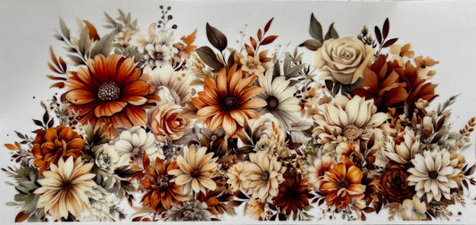 Coral, orange and beige floral