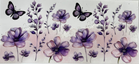 Purple floral and butterflies
