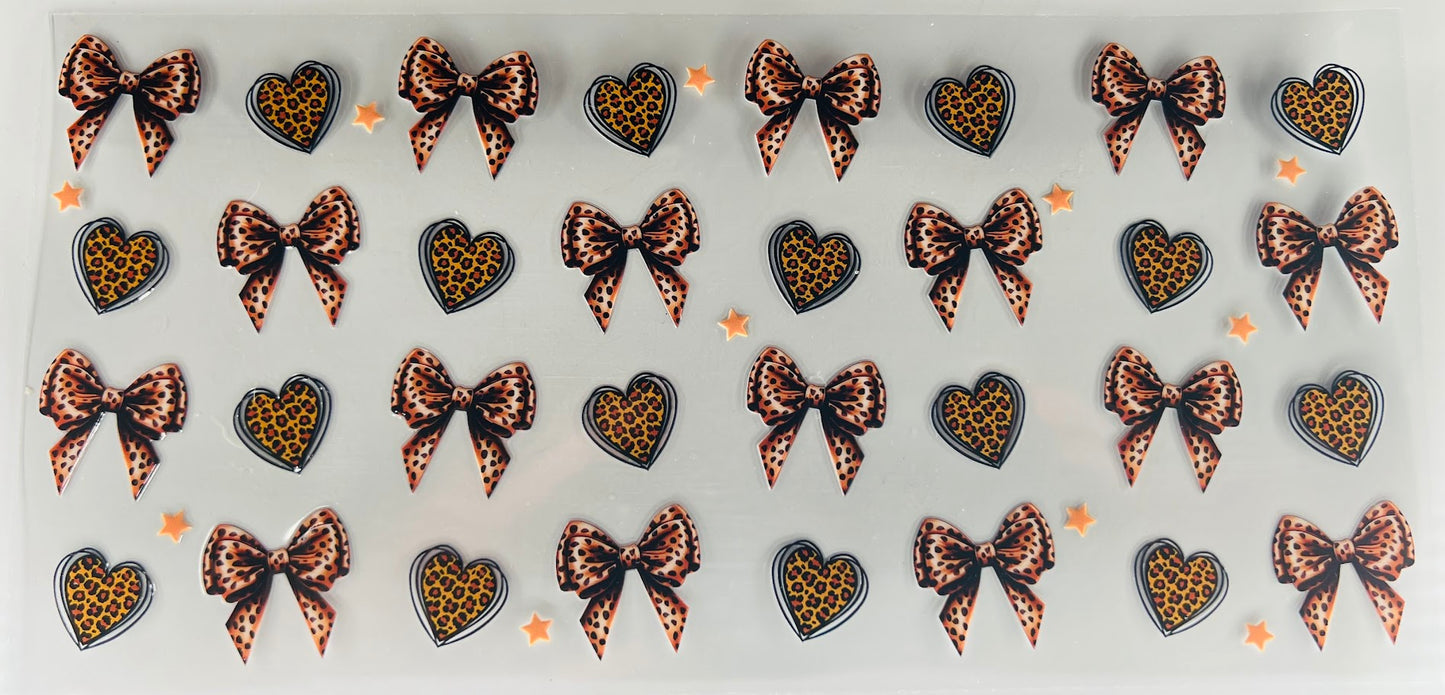 BOW010 Cheetah bows and hearts