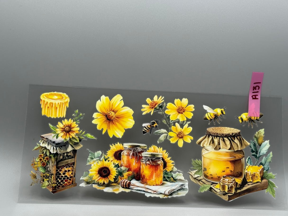 A131 HONEY JARS, FLOWERS, AND BEES
