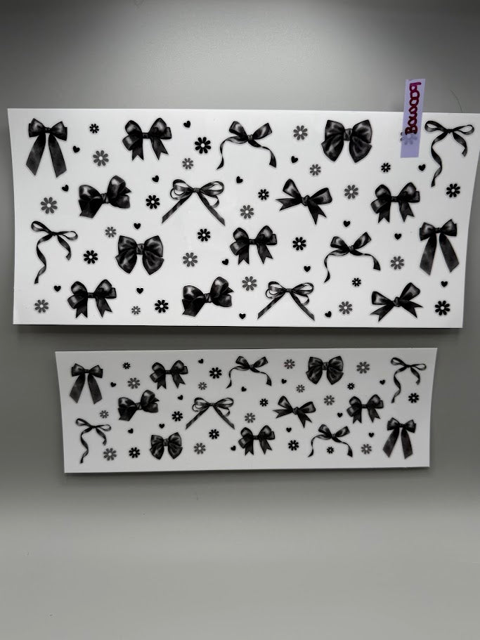 BOW009 BLACK BOWS, HEARTS AND FLOWERS