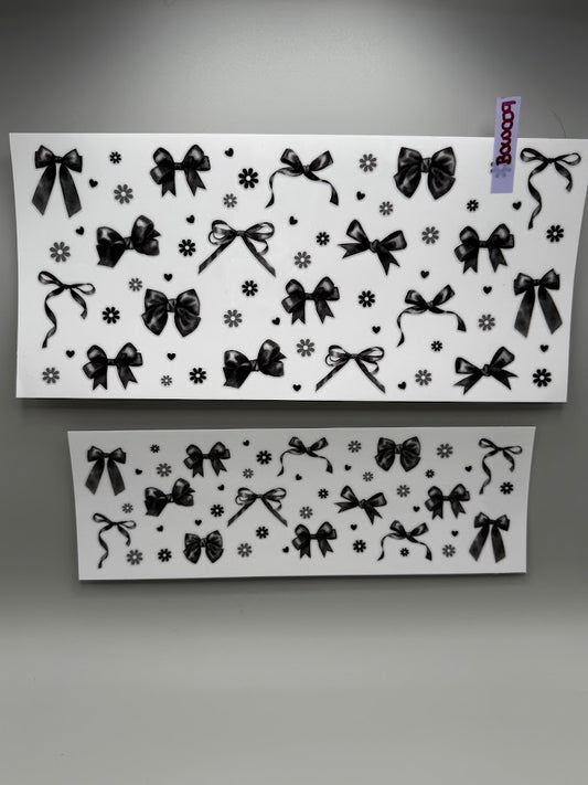 BOW009 BLACK BOWS, HEARTS AND FLOWERS