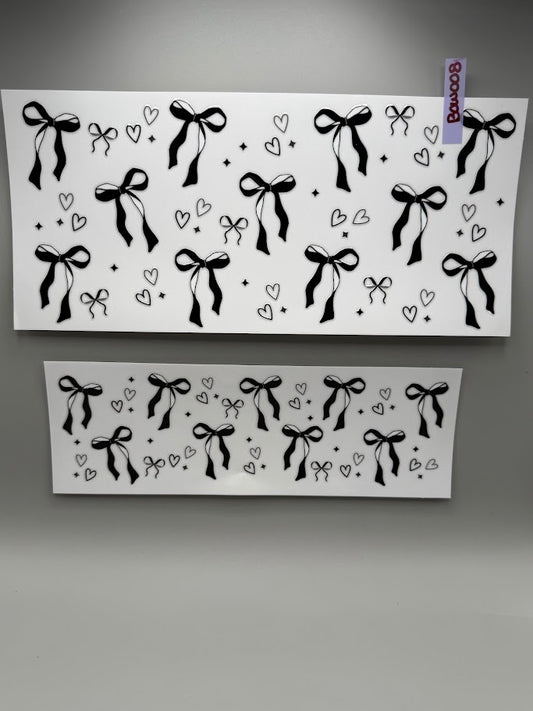 BOW008 BLACK BOWS AND HEARTS