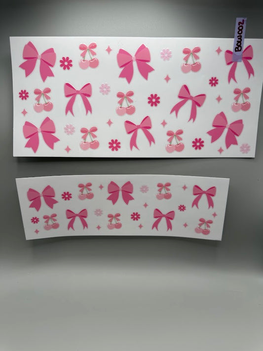 BOW002 PINK BOWS, FLOWERS AND CHERRIES