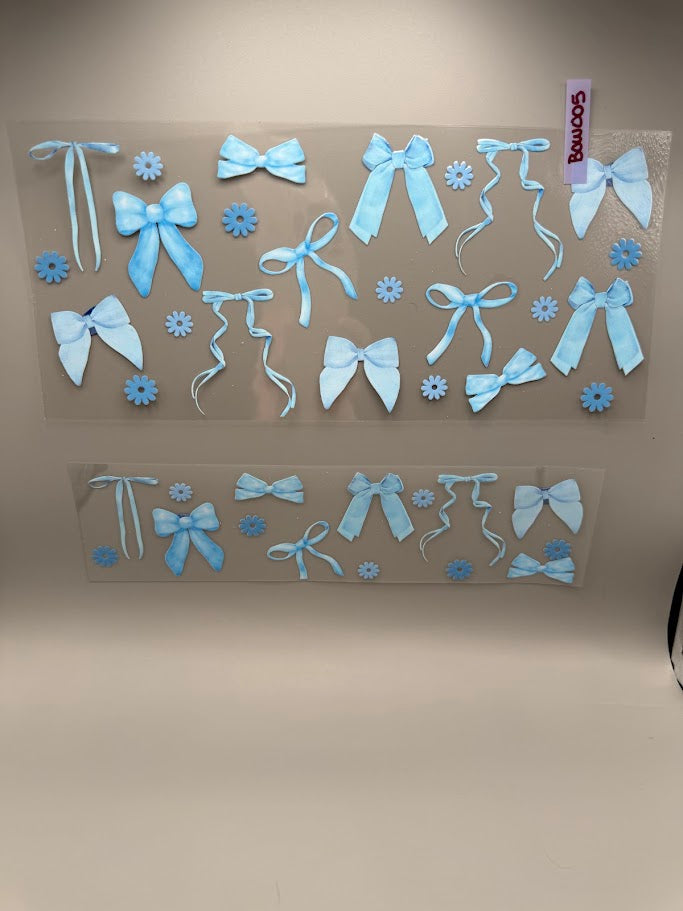 BOW005 BLUE BOWS AND FLOWERS