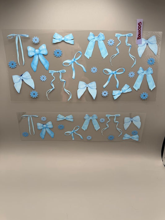 BOW005 BLUE BOWS AND FLOWERS