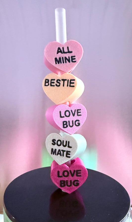 Conversation Heart Straw Toppers