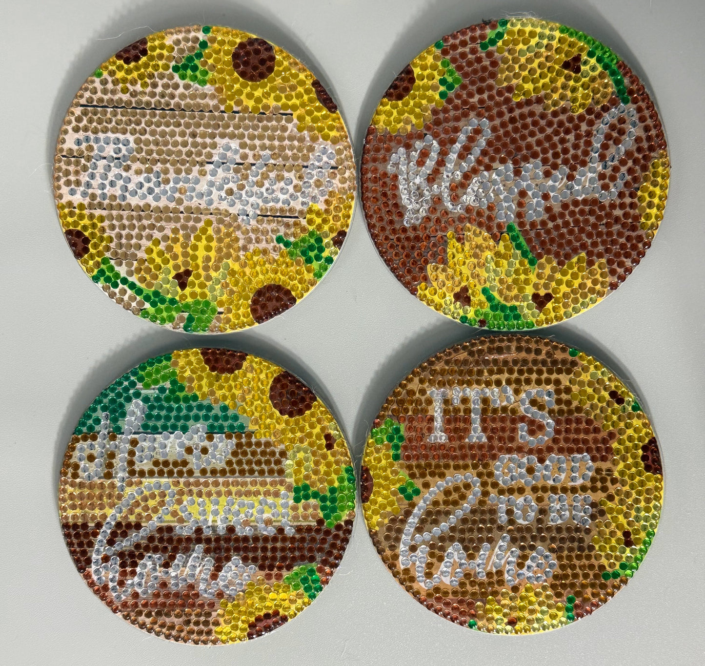 Inspirational Sunflower Diamond Coasters (set of 4)