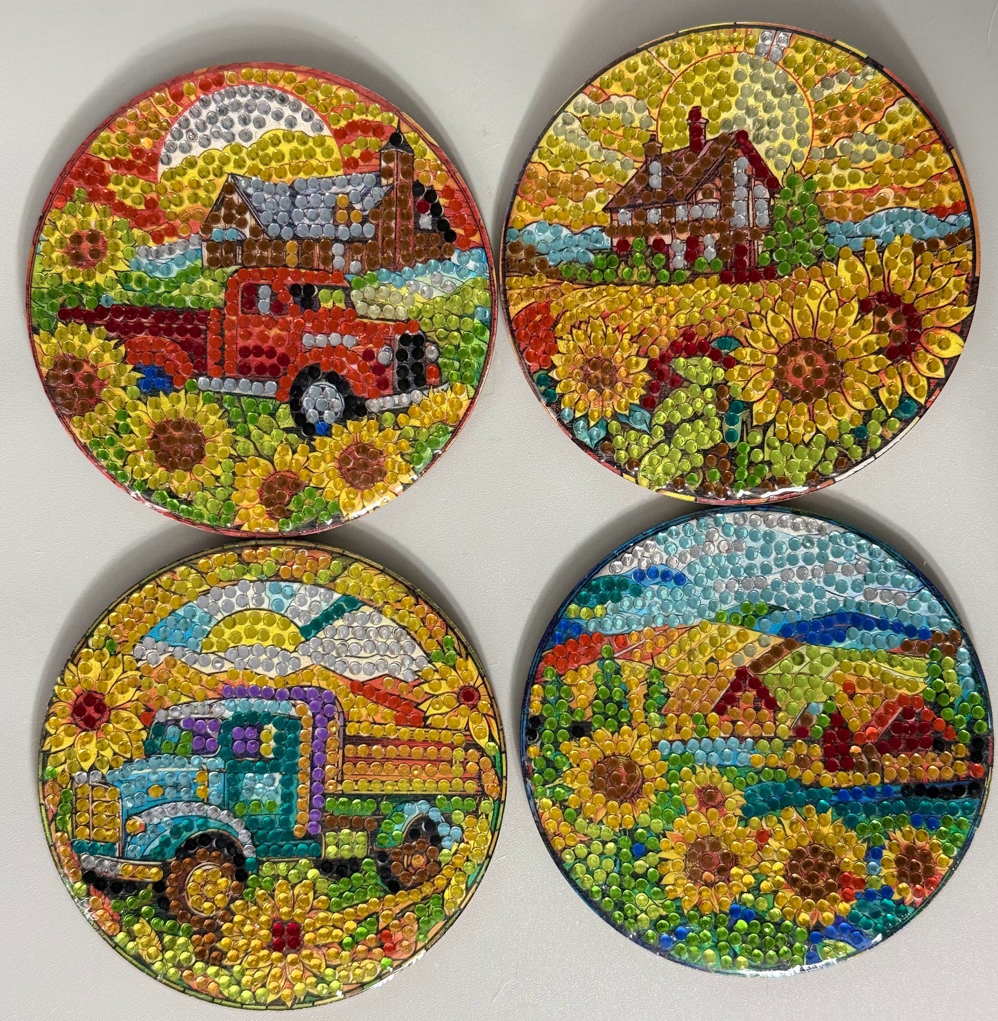 Sunflower/Farm Diamond Painted Coasters (set of 4)