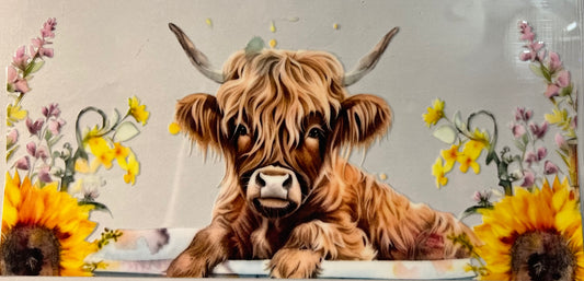 Highland Cow and Flowers