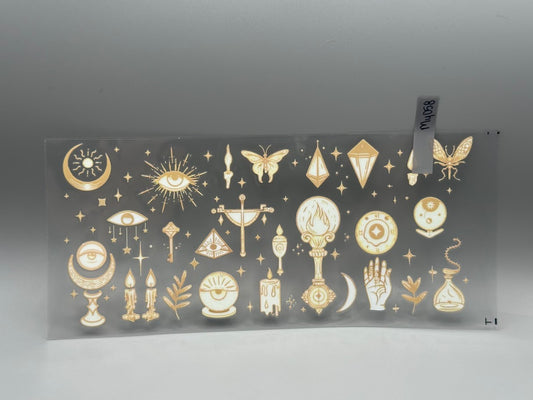 MY058 white & gold moth, potion, palm, candles, stars
