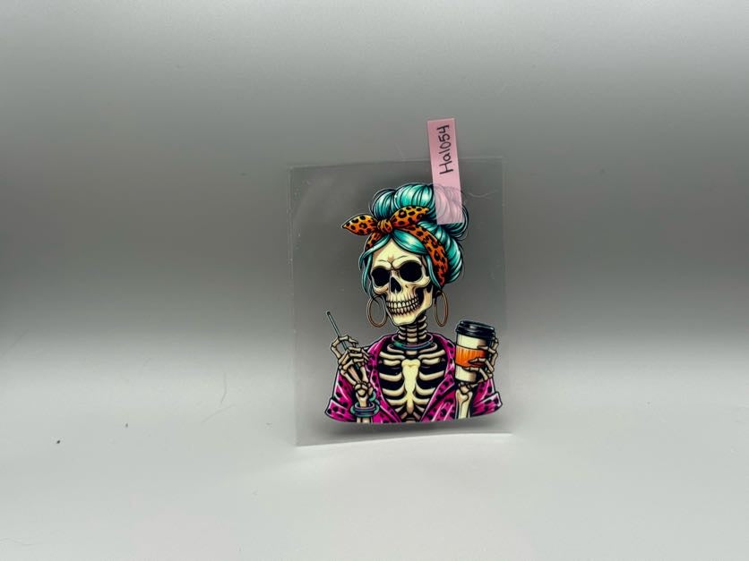 Hal054 Blue Hair Skeleton with Coffee