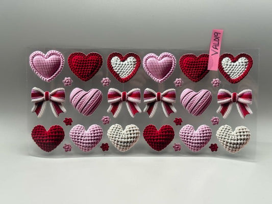 VAL019 Crocheted Hearts and Bows