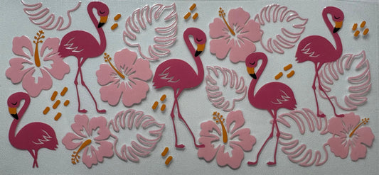 Pink Flamingo and Flowers