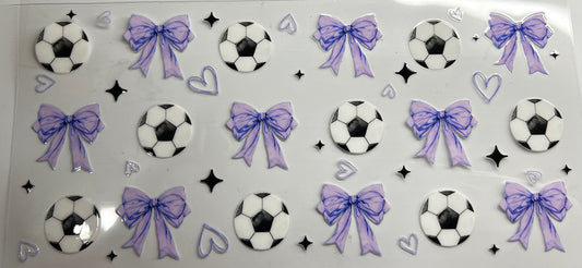 Soccer and purple bows