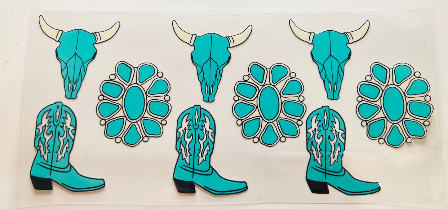 Teal Skull and Boots
