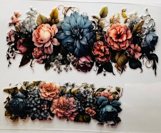Blue & peach floral mini