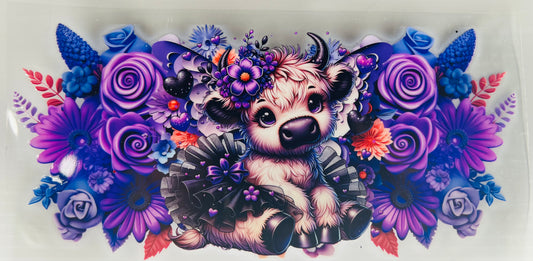 Highland Cow (floral - purple)