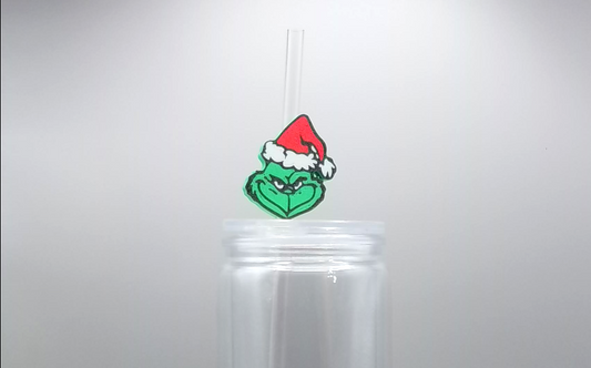Grinch Face straw topper