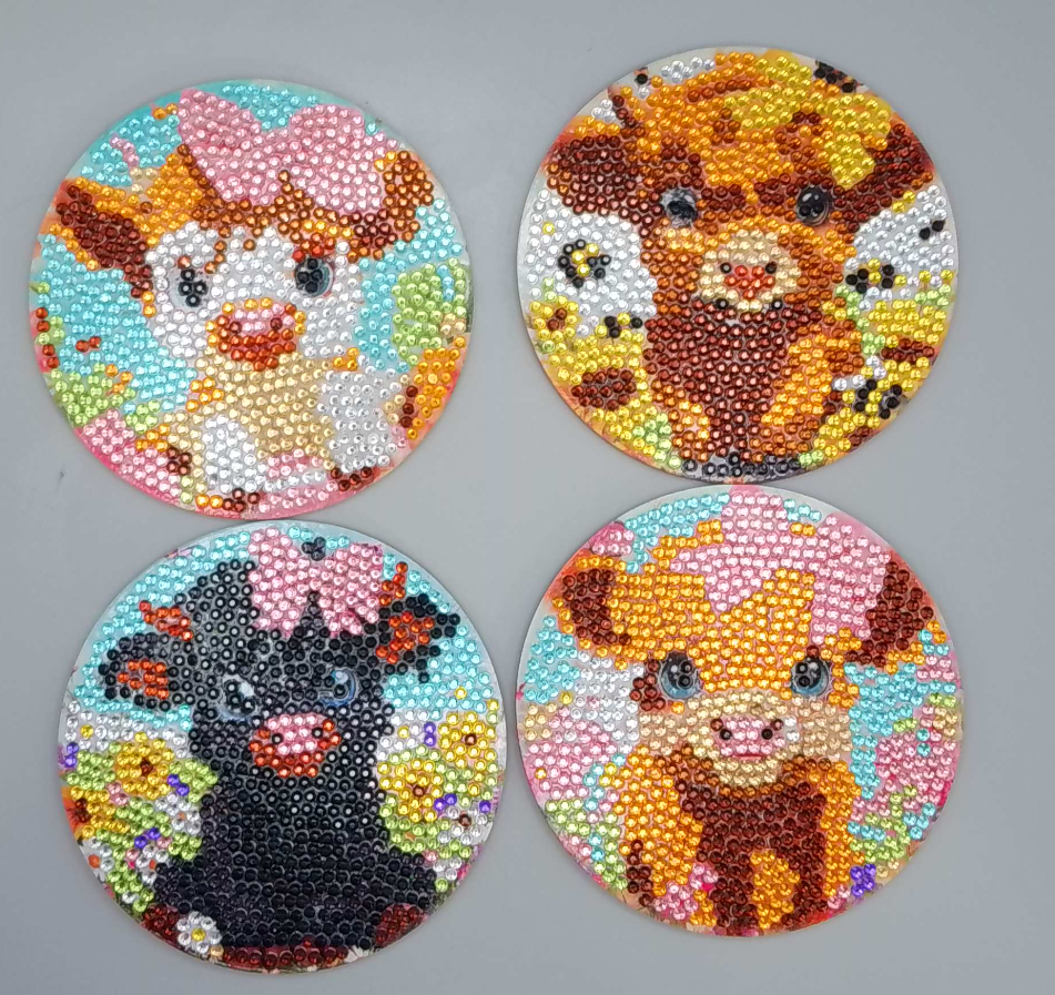 Cow Diamond Coasters