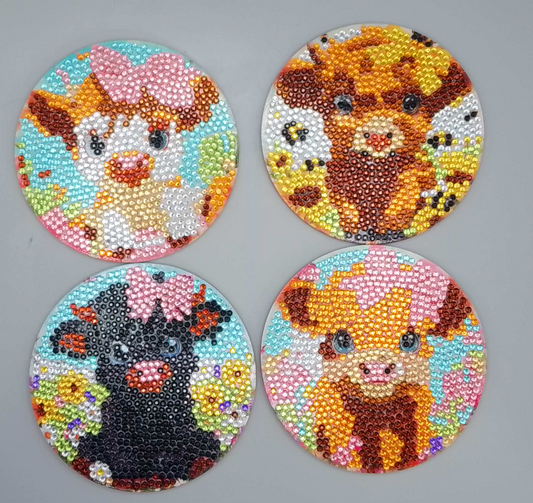 Cow Diamond Coasters