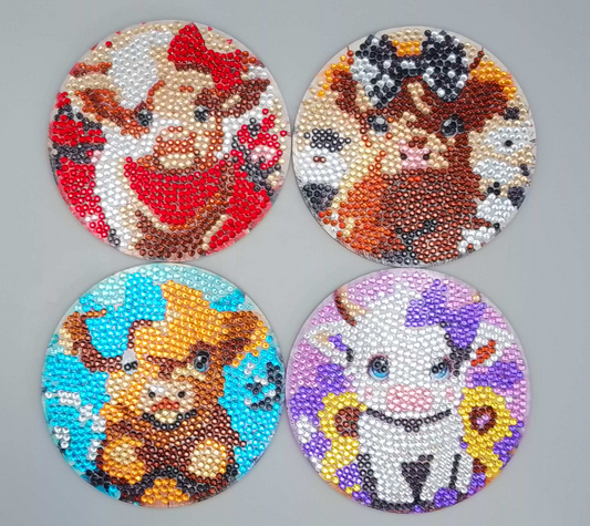 Cow 2 Diamond Coasters